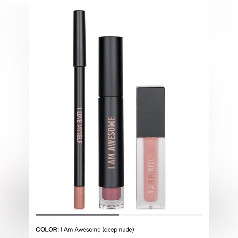 REALHER I Am Awesome 3 pc set Liquid Lipstick, Lip Gloss & Lip Liner BNIB Sealed